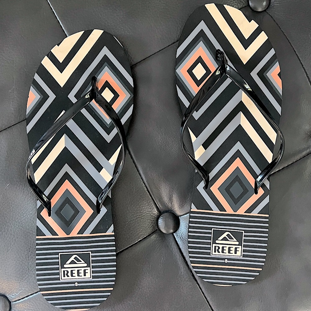 Reef Women's Black and Tan Flip Flops